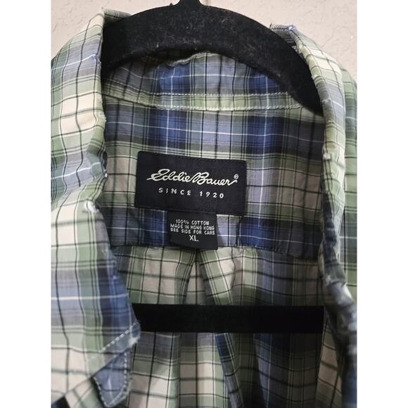 Eddie Bauer Green Plaid Long Sleeve Western Work Button Down Shirt Men's Size XL - Picture 5 of 5